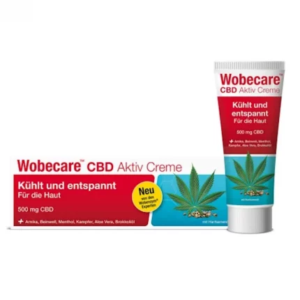 Wobecare CBD Active Cream in a tube with 100 ml
